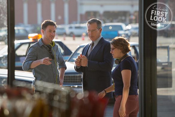 Le réalisateur Ryan Fleck, Ben Mendelsohn et la réalisatrice Anna Boden sur le tournage de Captain Marvel (source : Entertainment Weekly / Marvel Studios)