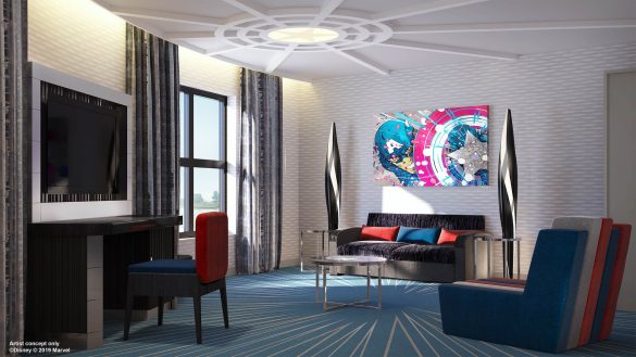 Le living room de la suite Avengers