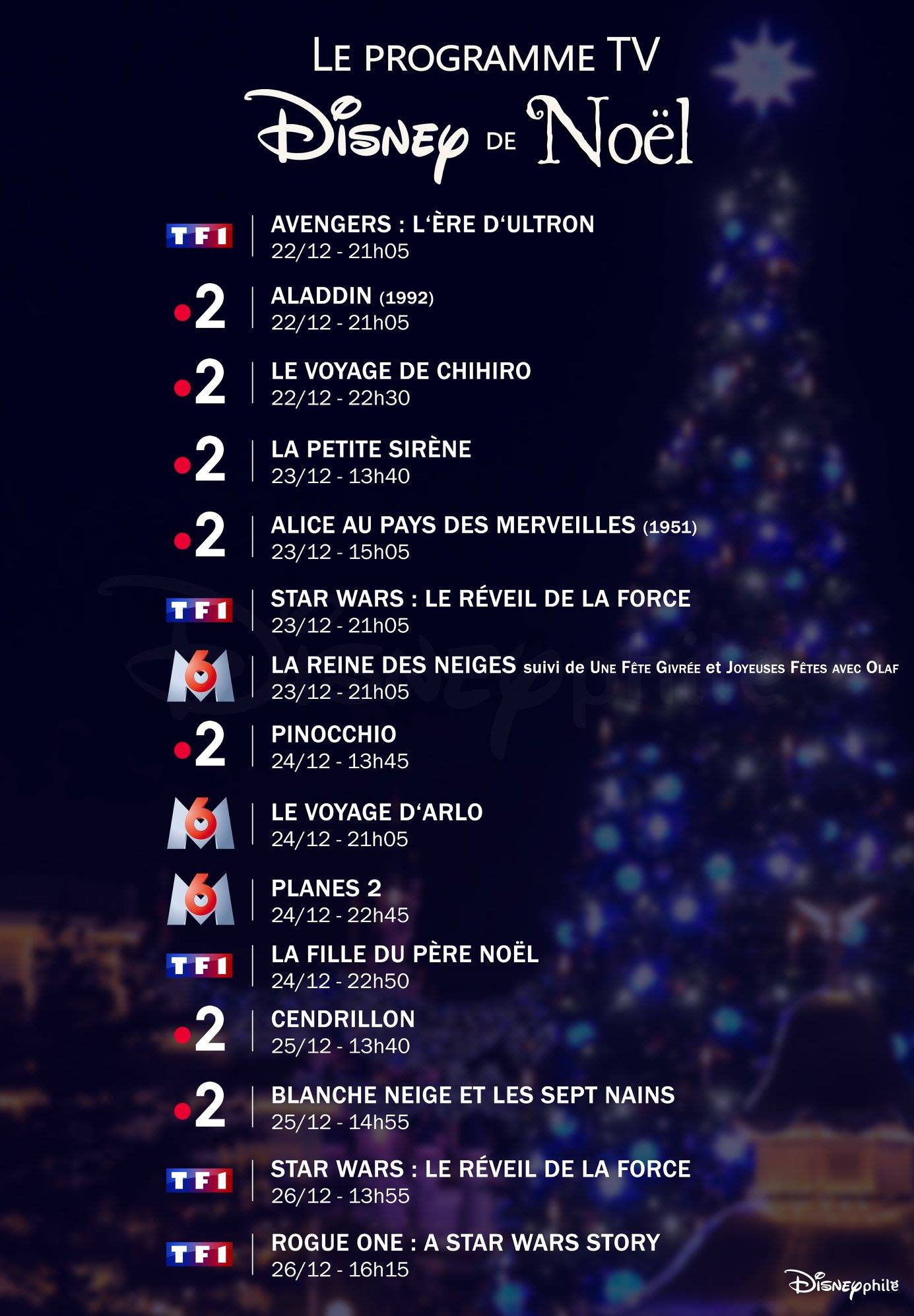 programme télé noël disney