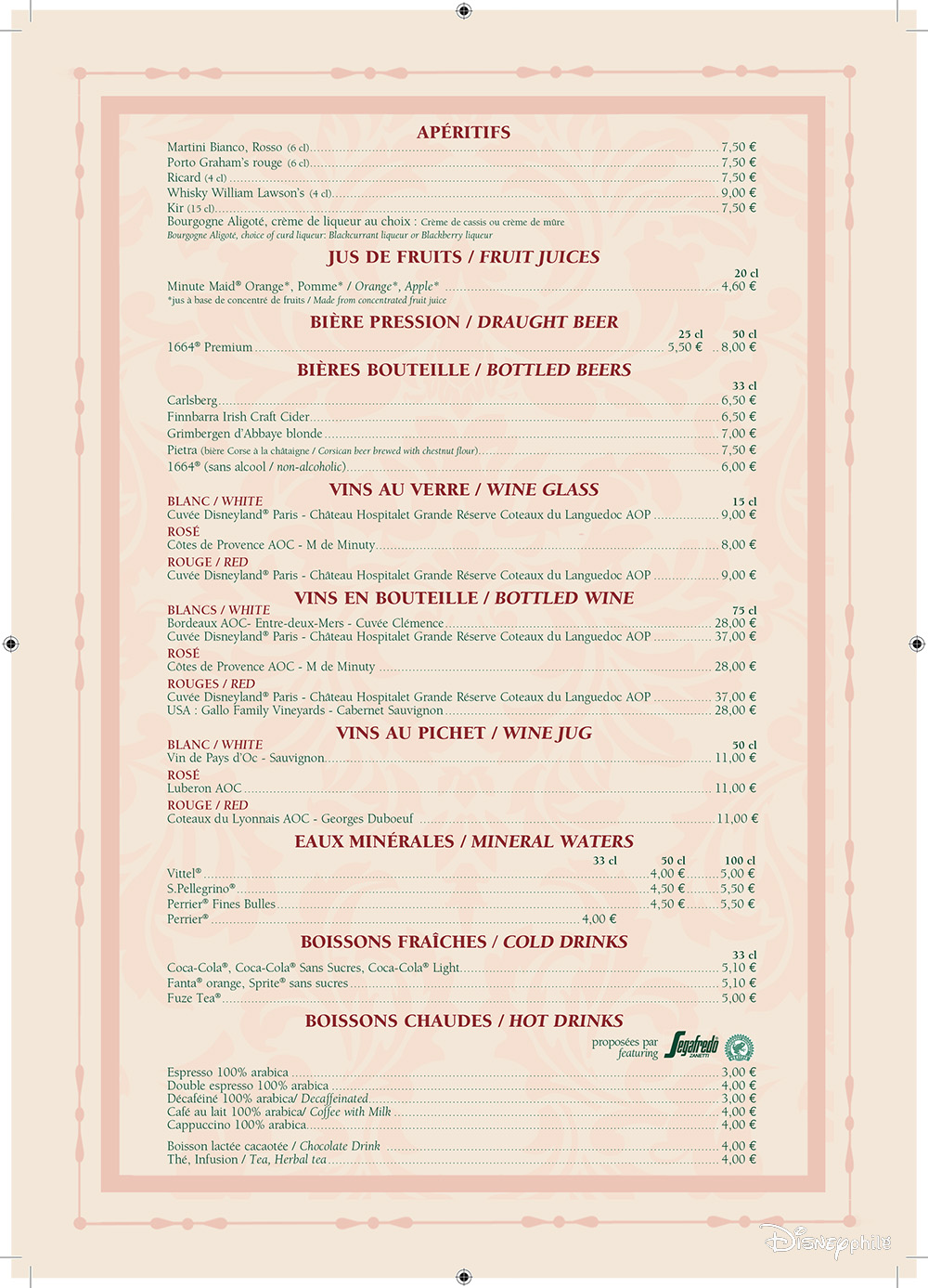 restaurants parcs disney