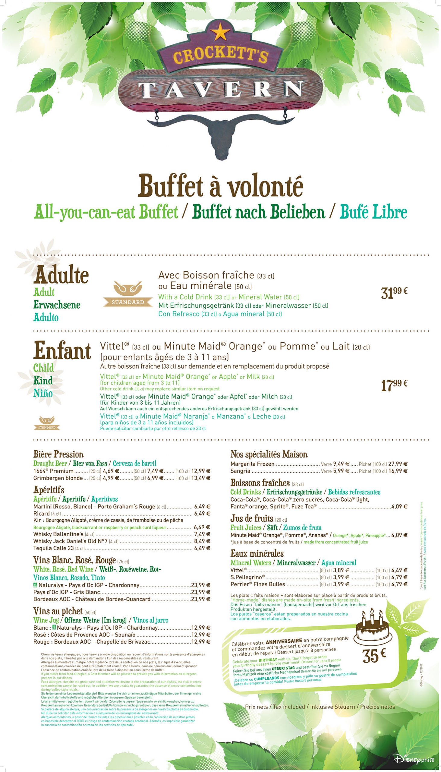 restaurants hôtels disney