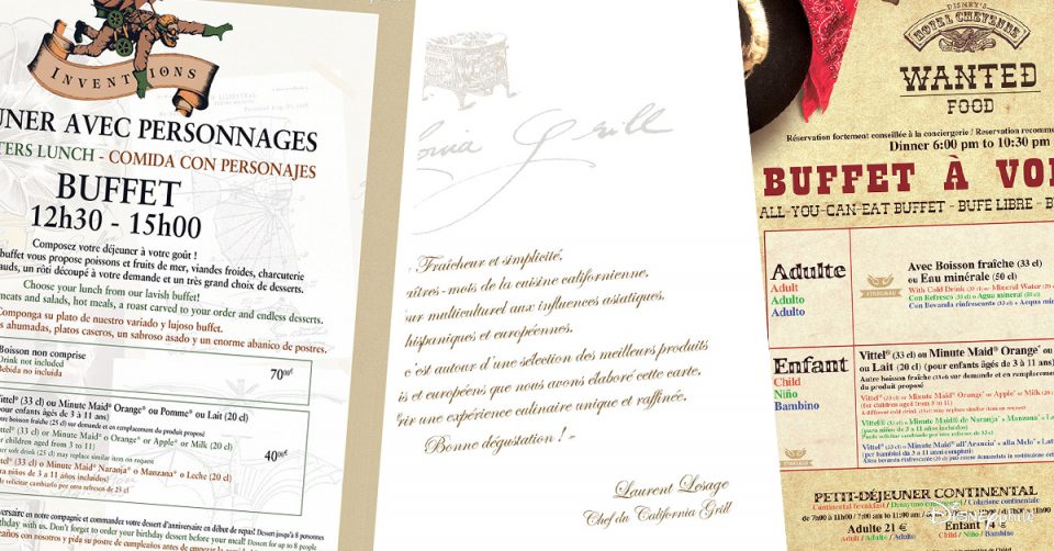 restaurants hotels disney cartes
