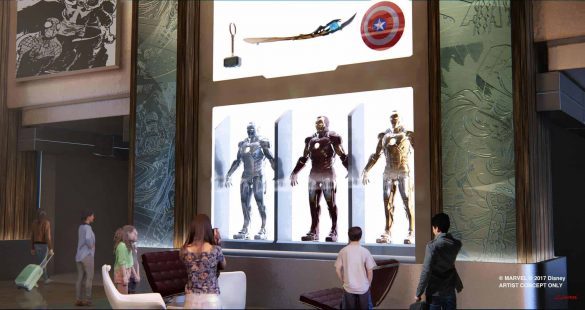 Premier visuel préparatoire de la vitrine d'exposition du lobby révélé en 2017
