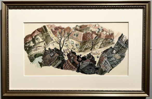 Concept-art du village de Pinocchio - Gustaf Tenggren