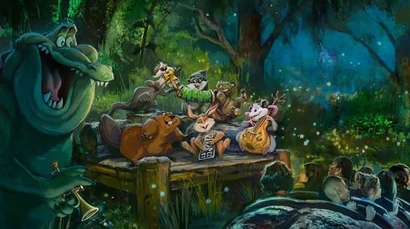 personnages animaux tiana's bayou adventure