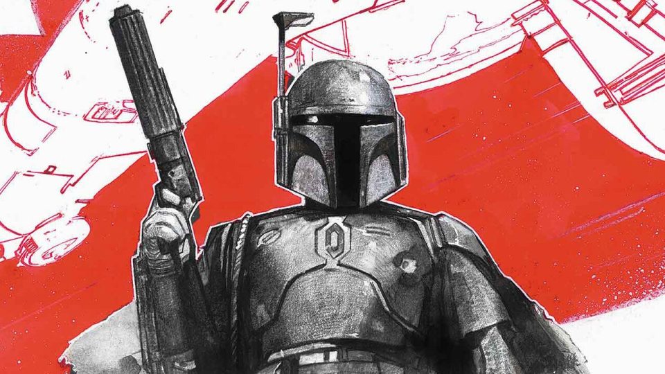 boba fett black white red