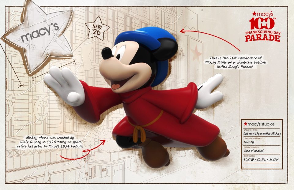 Mickey Apprenti Sorcier ballon Macy’s